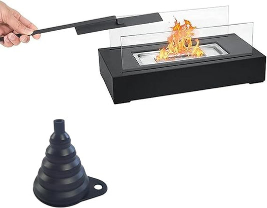 Bioethanol Fireplace/Tabletop Fire Pit,Portable Table Top Fire For Indoor Outdoor,Ethanol Fuel Burner Heater with Windproof Glass,Mini Fireplace for Garden Balcony Living Room Dining,Christmas Events